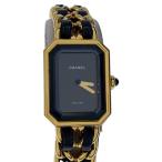 CHANEL◆プルミエール L/H0001/腕時計/アナログ/BLK/GLD//