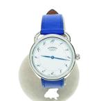 HERMES◆クォーツ腕時計/アナログ/レザー/WHT/BLU/AR5.510