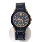 VERSACE◆クォーツ腕時計/アナログ/ステンレス/BLK/BLK/SS/VEM8/クロノグラフ//