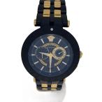 VERSACE◆クォーツ腕時計/アナログ/ステンレス/BLK/BLK//