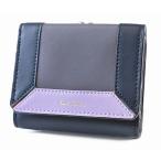 ポールスミス 財布 三つ折り がま口 レディース Paul Smith コントラストカラーブロック 箱付 ネイビー  BPW274