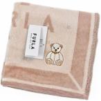 ショッピングハンカチ タオルハンカチ 1枚 フルラ レディース ブランド ベージュ ベア くま  ロゴ ラメ 刺繍 女性 婦人 ハンドタオル