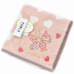 ショッピングハンカチ タオル ハンカチ レディース フルラ 1枚 ベージュ ブラウン チャーム ロゴ ハート 刺繍 プレゼント 女性 婦人