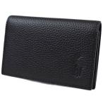 名刺入れ メンズ ポロ ラルフローレン カードケース ブランド POLO Ralph Lauren シュリンクレザー ロゴ フラップ 専用箱付 黒 ブラック 男性 紳士 本革 P-611SH