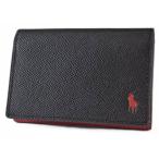ショッピング名刺入れ ポロ ラルフローレン カードケース 名刺入れ メンズ ブランド POLO Ralph Lauren コントラストレザー 箱付 黒 赤