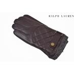 ポロ ラルフローレン 手袋 メンズ ブランド POLO Ralph Lauren レザー ウール キルティング ステッチ ブラウン グレー 24cm