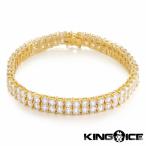 KING ICE キングアイス ブレスレット リング 8MM DOUBLE-ROW TENNIS BRACELET 14kゴールド 金 メンズ ブランド 人気[アクセサリー]