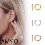 エイミーオー AMY O Pave Huggie Earrings ピアス ゴールド シルバー ローズゴールド クリスタル レディース アクセサリー