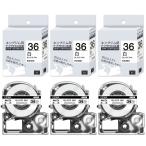 互換 テプラ テープ 36mm 白地黒文字 