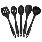Joyoldelf キッチンツールセット スパチュラ フライ返し シリコン クリーム 調理器具 クッキング 5件 黒