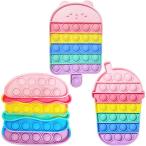 プッシュ ポップ バブル スクイーズ玩具 知育おもちゃ ポチポチス トレス解消減圧できるシリコングッズ 子供大人用 カラフル色 ３点セット（タピオカ＋
