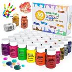 Shuttle Art テンペラ絵の具 指絵の具 30色セット 水性 キッズ絵の具 60ml ウォッシャブル 洗える 手形足形アート ボトル絵の具 落