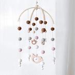 Okawari Home モービル 木製 フェルトウール ふわふわ ベッドメリー ことり 壁飾り ガーランド 癒し リラックス 子供部屋 おもちゃ 赤