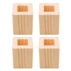 Kaittyoffice 4個入 家具ソフトフィート 角形 防湿 テーブルの高さをあげる足 家具リフター ソファ/テーブル用 6x6x8.3cm 木製