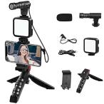 スマートフォンビデオマイクキット マイク、YouTubeフィルムメーカー ハンドルグリップ ショットガンビデオマイク付き ビデオリグ iPhone X