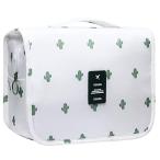 トラベルポーチ 吊り下げ 大容量 トイレタリーバッグ 洗面用具 防水 旅行用ポーチ 旅行 トラベルバッグ 旅行グッズ フック付き (ホワイトサボテン)