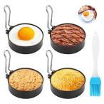 Jhua 卵リング 目玉焼きリング 4個セット オイルブラシ付き ステンレス製 エッグリング 目玉焼きの金型 卵オムレツ＆パンケーキ＆ハンバーガー＆ホ