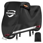 WANDA XXL：245*110*130 バイクカバー 【420D 全天候型 完全防水 最新型】 厚手 破れにくい 耐熱 溶けない UVカット 色褪