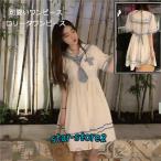 ロリータワンピース可愛い半袖ワンピースセーラー服森ガール系セーラー風夏日常ワンピース通学コスチューム日常ワンピース