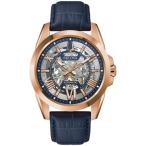 BULOVA 97A161 ブローバ 自動巻 オートマ スケルトン ウォッチ 時計 ローズゴールド ネイビー