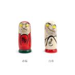 創作こけし だるま印鑑入れ　赤-福/白-寿伝統工芸師
