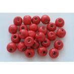 ショッピングウッド ウッドビーズ 約9X10mm  丸 マル・レッド 赤 約50個 38-RD