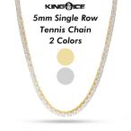 5mm幅 テニスチェーン ネックレス キングアイス King Ice メンズ レディース 男性 女性 兼用 Single Row Tennis Chain