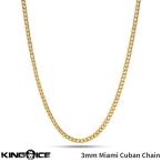 ショッピングking  3mm幅 マイアミキューバンカーブ チェーン ネックレス キングアイス King Ice Stainless Steel Miami Cuban Curb Chain