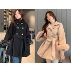  немедленная уплата бесплатная доставка нежный Rich рукав мех CUTE elegant medium длина W кнопка толстый бушлат внешний 