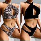  немедленная уплата распродажа sexy топ на бретелях . накладка ввод высокий ноги бикини черный леопардовая расцветка 