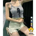 キャミソール レースアップ リブニ