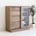 【6/27〜7/1ボーナスストア】キャビネット サイドボード 幅80cm 完成品 おしゃれ 収納家具 引き戸 引き出し付き リビング 北欧風 日本製 大川 収納 自然塗装