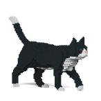 リアルな動物オブジェを作れる ブロックおもちゃ お散歩している タキシード猫さん 41.3×8.1×高さ28.8cm ネジで固定する丈夫なブロック 大