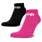 ゆうパケット StePオリジナル 2足組みアンクルソックス ブラック/ピンク 2P SOCKS 【メンズ】 レディーズ 靴下 黒 桃