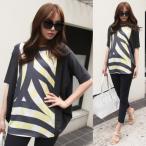 ブラウス レディース 柄 切り替え ドルマン 体型カバー 半袖 夏 50代 40代 ファッション エモ系