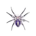 Yahoo! Yahoo!ショッピング(ヤフー ショッピング)ブローチ アクセサリー スパイダー形 輝き 男女兼用 蜘蛛 ラインストーン パープル