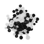 樹脂製 丸ボタン サイズミックス 裁縫 (ブラック＆ホワイト) 100個