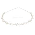 ノーブランド品 結婚式 ウェディング用 パール ラインストーン付 カチューシャ (シルバー)