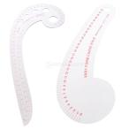 カンマ型 フレンチカーブルーラー 裁縫定規 曲線 2ピース