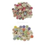 木製ボタン カラフル 2穴 手芸用品 手作り クラフト 工芸品 芸術 デザイン DIY 約200枚