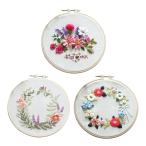 刺繍スターターキット DIY刺繍キット 花柄 刺繍ツール付き DIY 初心者 手工芸愛好家 贈り物 3個入り
