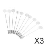 3x10Pcsシルバーラペルスティックピンベースブローチ接着剤カラースーツラペルピン10mm