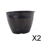 2x屋内屋外ウイスキーバレルパティオガーデンツリープランターフラワーポット7.6インチ