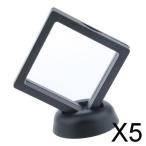5x3Dフローティングジュエリーディスプレイフレームケースボックススタンドラックホルダーブラック7x7cm
