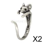 Yahoo! Yahoo!ショッピング(ヤフー ショッピング)2xファッションマウス型オープニングリングアジャスタブルジュエリーノベルティメンズ＆レディースギフトシルバー