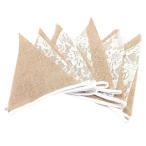 ノーブランド品 リネン 黄麻布 生地 ホオジロ バナー レース 花柄 フラグ 結婚式 パーティー カフェ インテリア