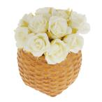 シルク＆リネン製 造花 人工バラ ブライダル ブーケ 手首 コサージュ 花 DIY 結婚式 装飾 全10色 選べる - アイボリー