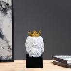 ライオンの頭像の装飾家の彫刻の置物の装飾白7x6x15cm