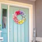 ショッピングリース チューリップリース、春の造花手作りフローラルリース、正面玄関の結婚式の壁の家の装飾のためのシミュレーションラウンドガーランドリース