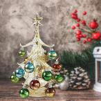 ショッピングクリスマスツリー 小さなガラス製クリスマスツリー ハンギングペンダントデコレーション付き クリスマスツリー ガラス像 ホリデーデスクトップ ホームデコレーショ